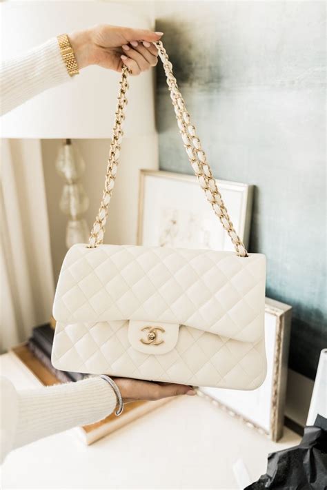 chanel white bag|white chanel shopping bag.